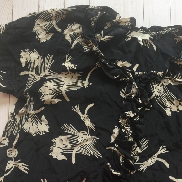 JOIE Black & Tan 'Edita' Abstract Silk Blouse XS - Picture 3 of 8